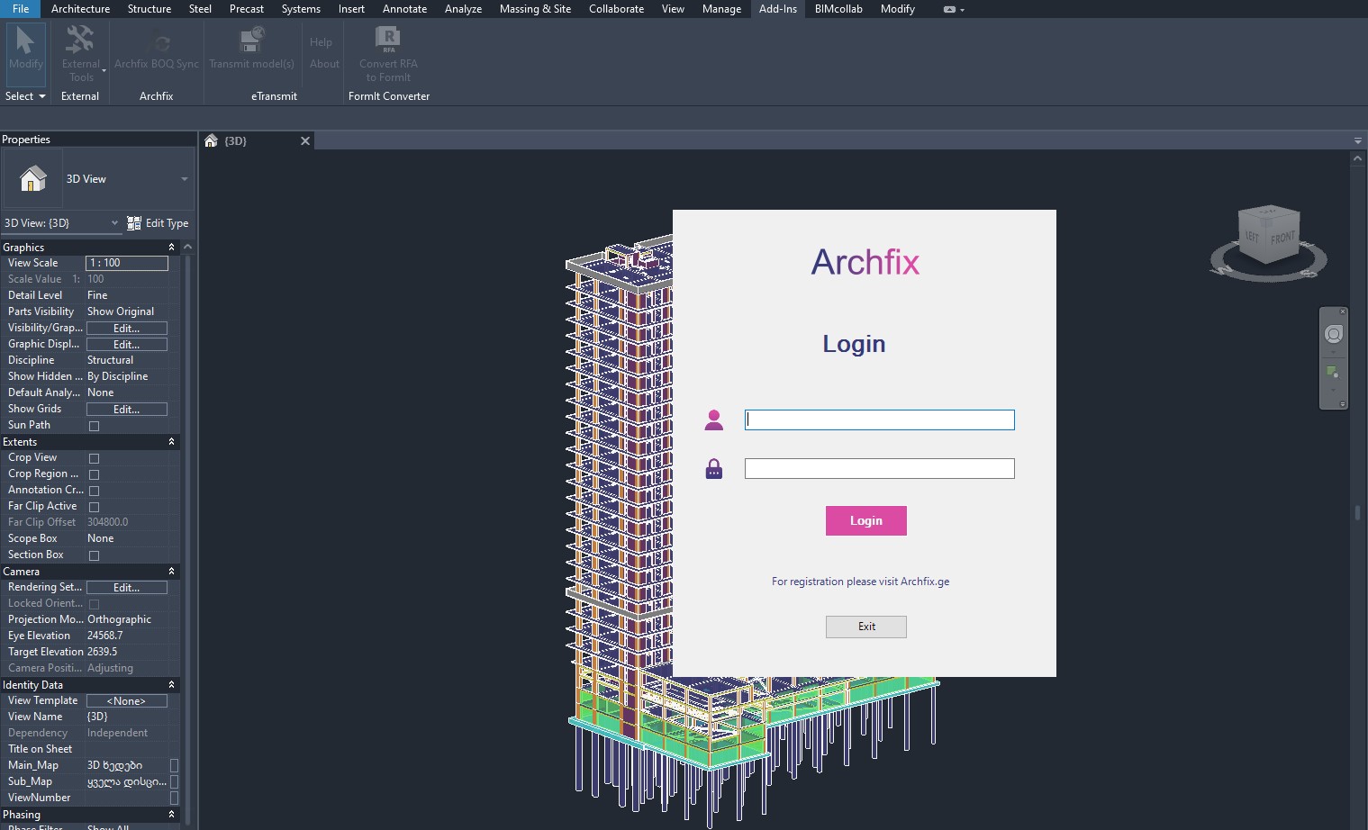 Archfix Revit Plugin Interface